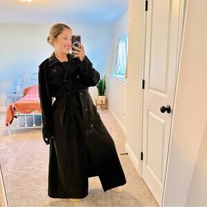 Vintage Calvin Klein Black Faux Suede Coat Jacket Large